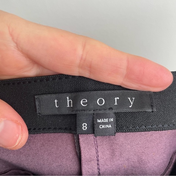 Theory Thaniel lamb Leather Pants brim burgundy cassis purple skinny designer 8 - Picture 7 of 14